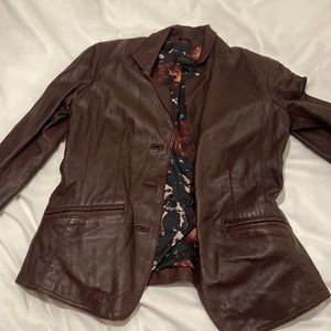 Maroon leather blazer for sale